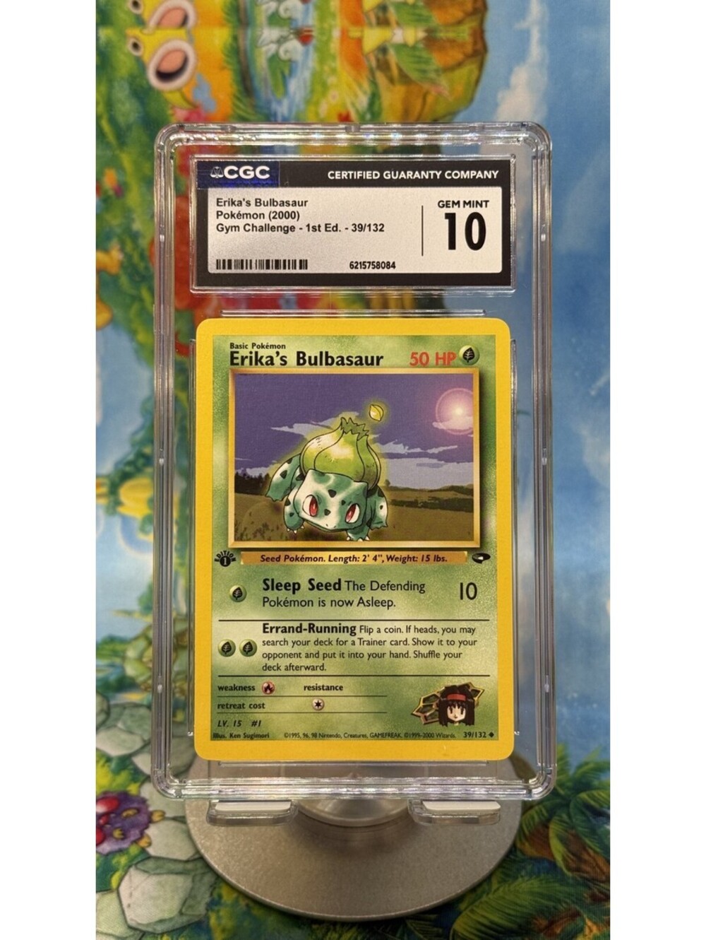 Erika's Bulbasaur 39/132 Gym Challenge 1st Ed CGC 10